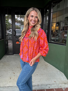 Tangerine Floral Top