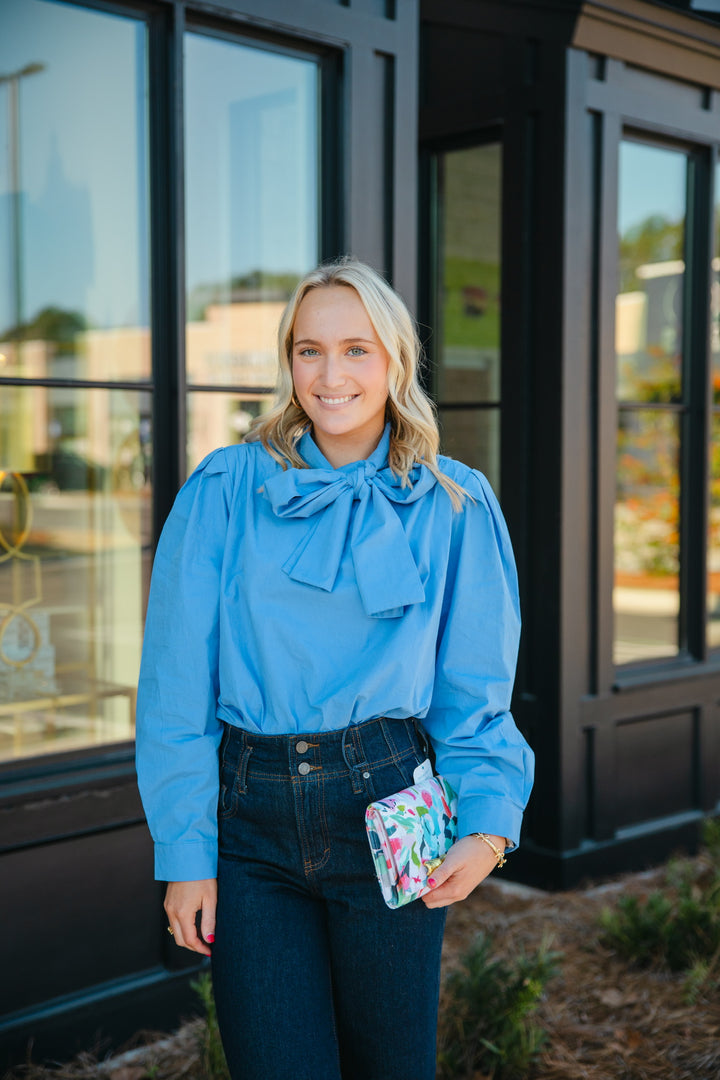 Blue Bow Tie Top