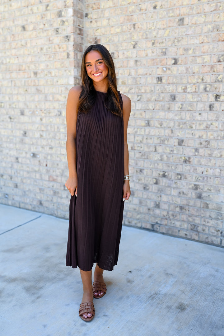 Dark Brown Selene Halter Dress
