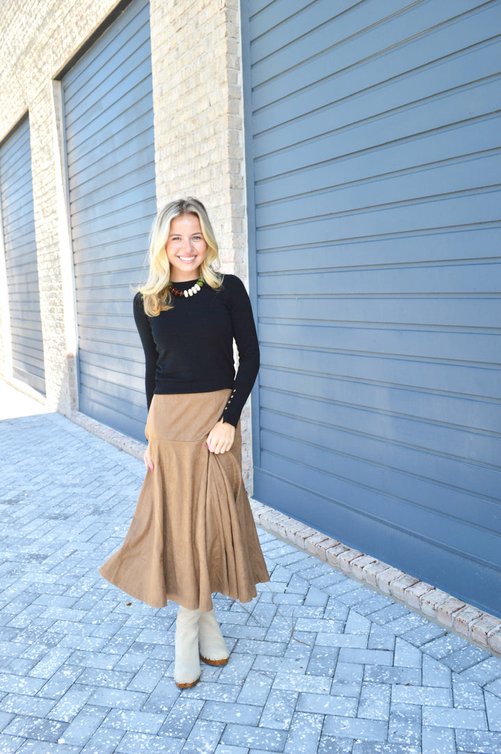 Microsuede Flare Skirt