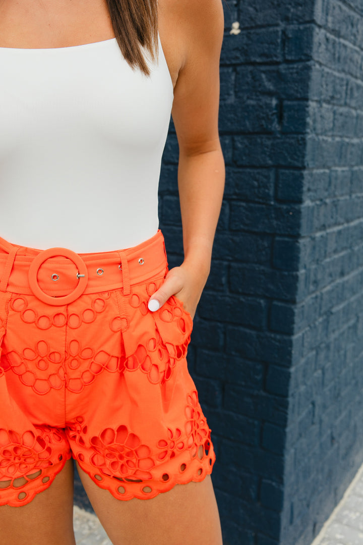 Tangerine Eyelet Shorts