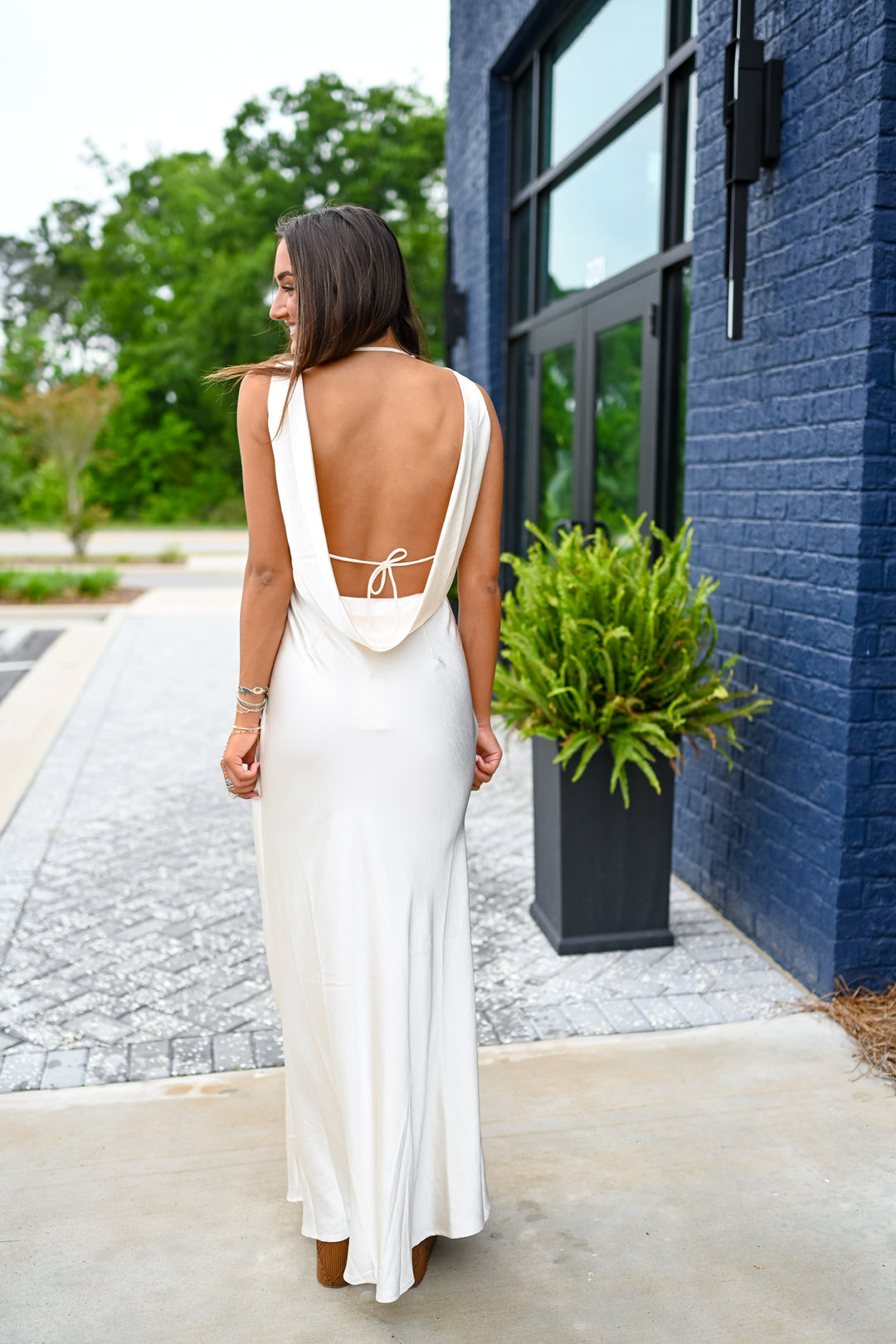 Ivory Halo Draped Maxi Dress