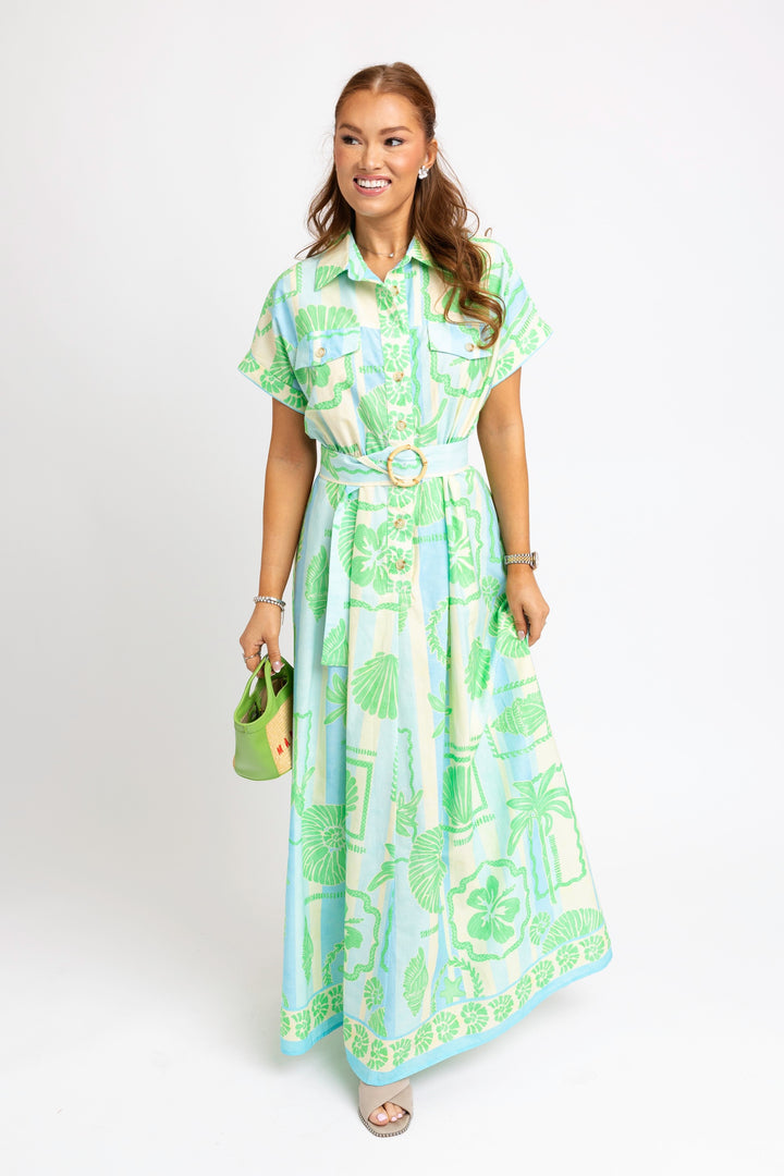 Seashell Belted Maxi Dress