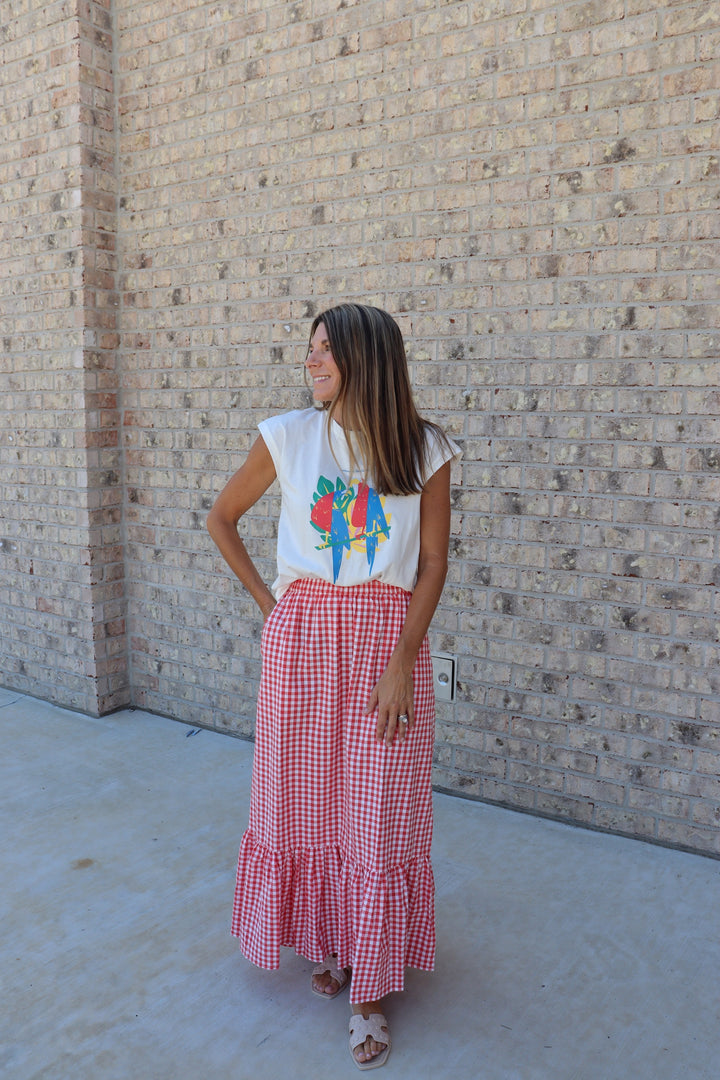 Red Gingham Maxi SKirt