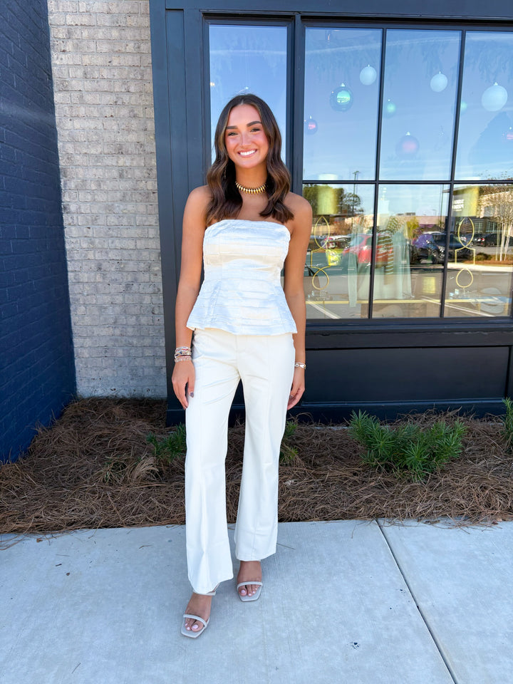 Champagne Strapless Top