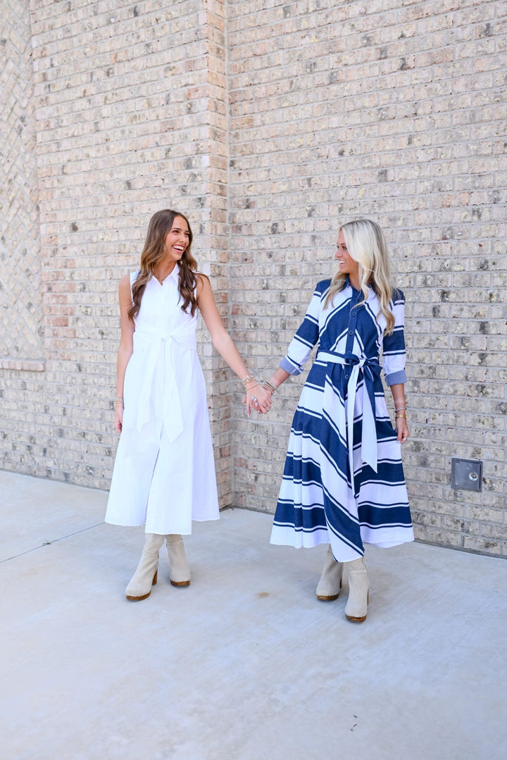 Navy Striped Midi Dress - Joseph Ribkoff