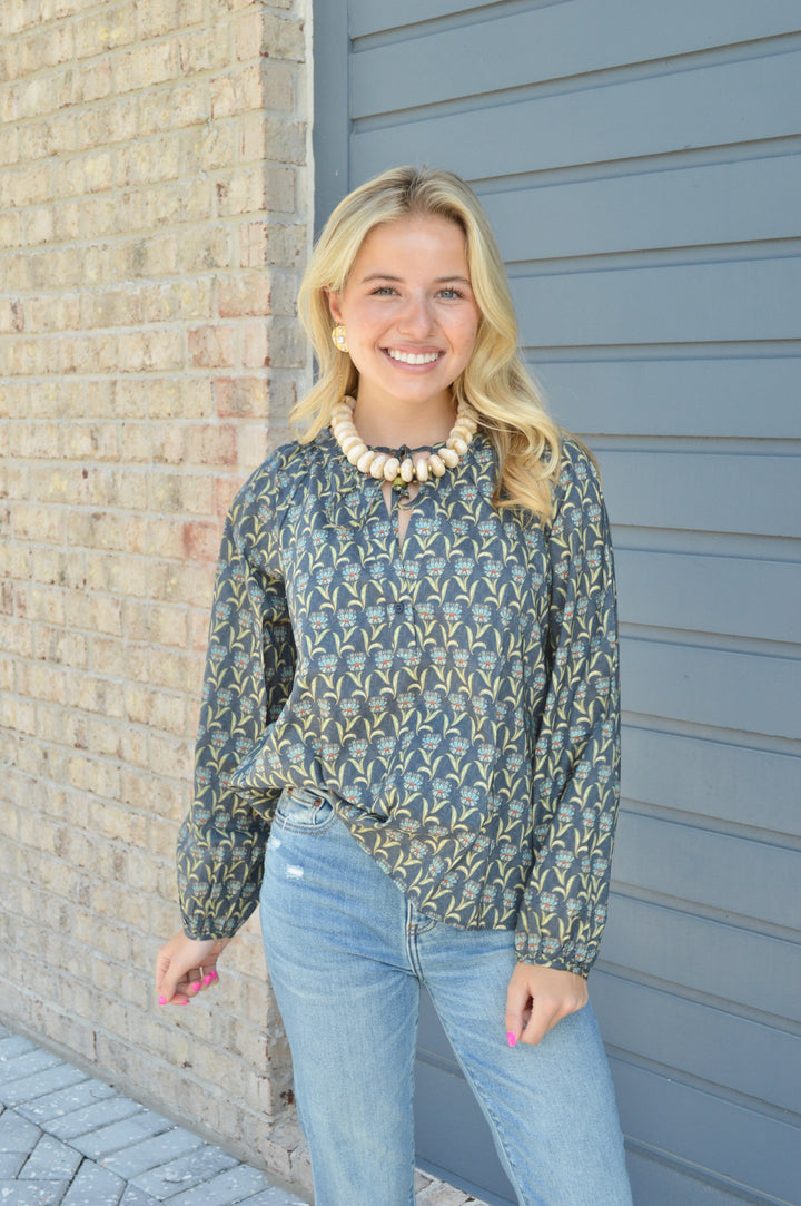 Twilight Bloom Floral Tie Top