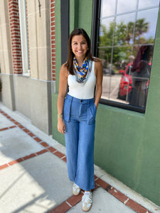 Chambray Wide Leg Pants