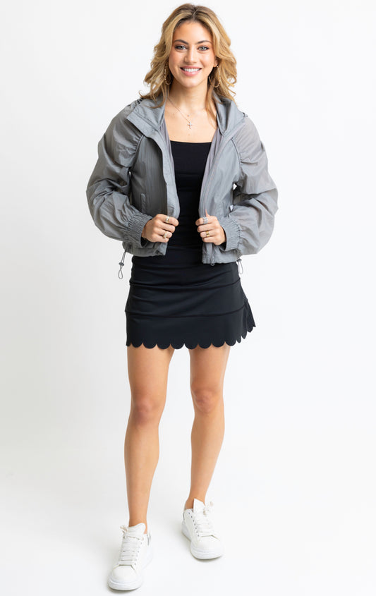 Grey Zip-up Windbreaker Jacket - Karlie