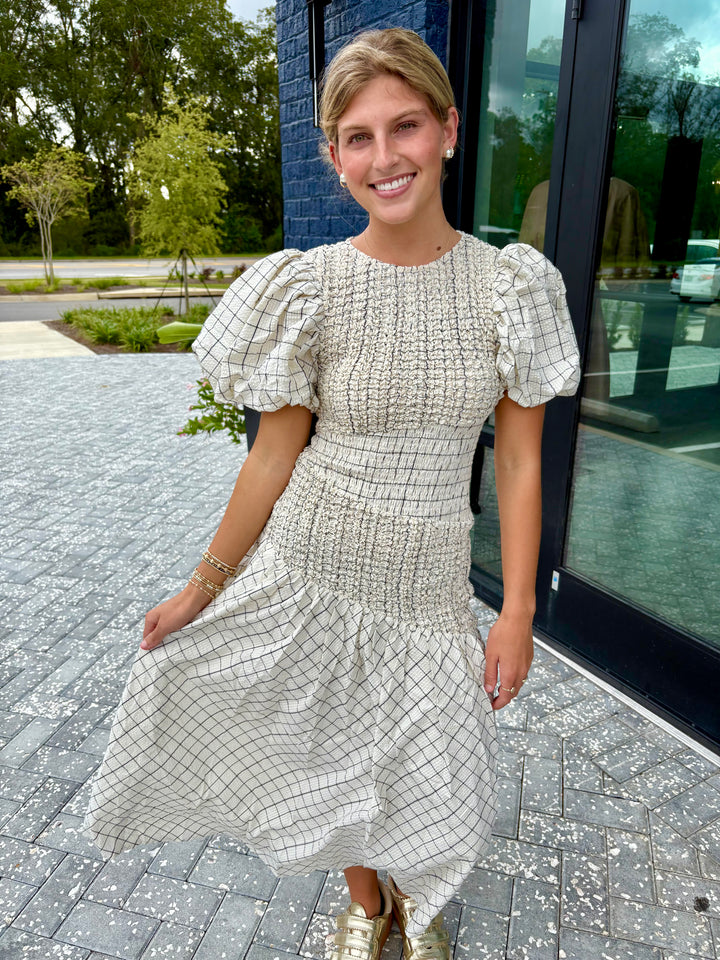 Asymmetrical Smocked Maxi Dress