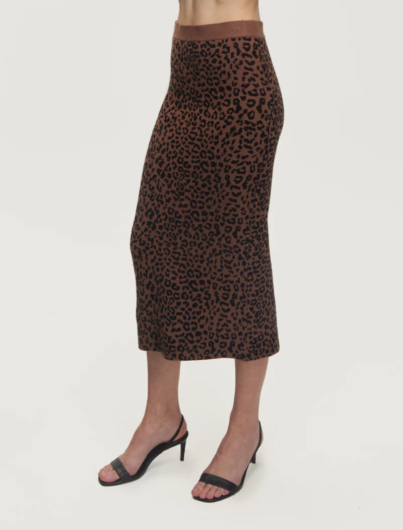 Cheetah Print Knit Midi Skirt