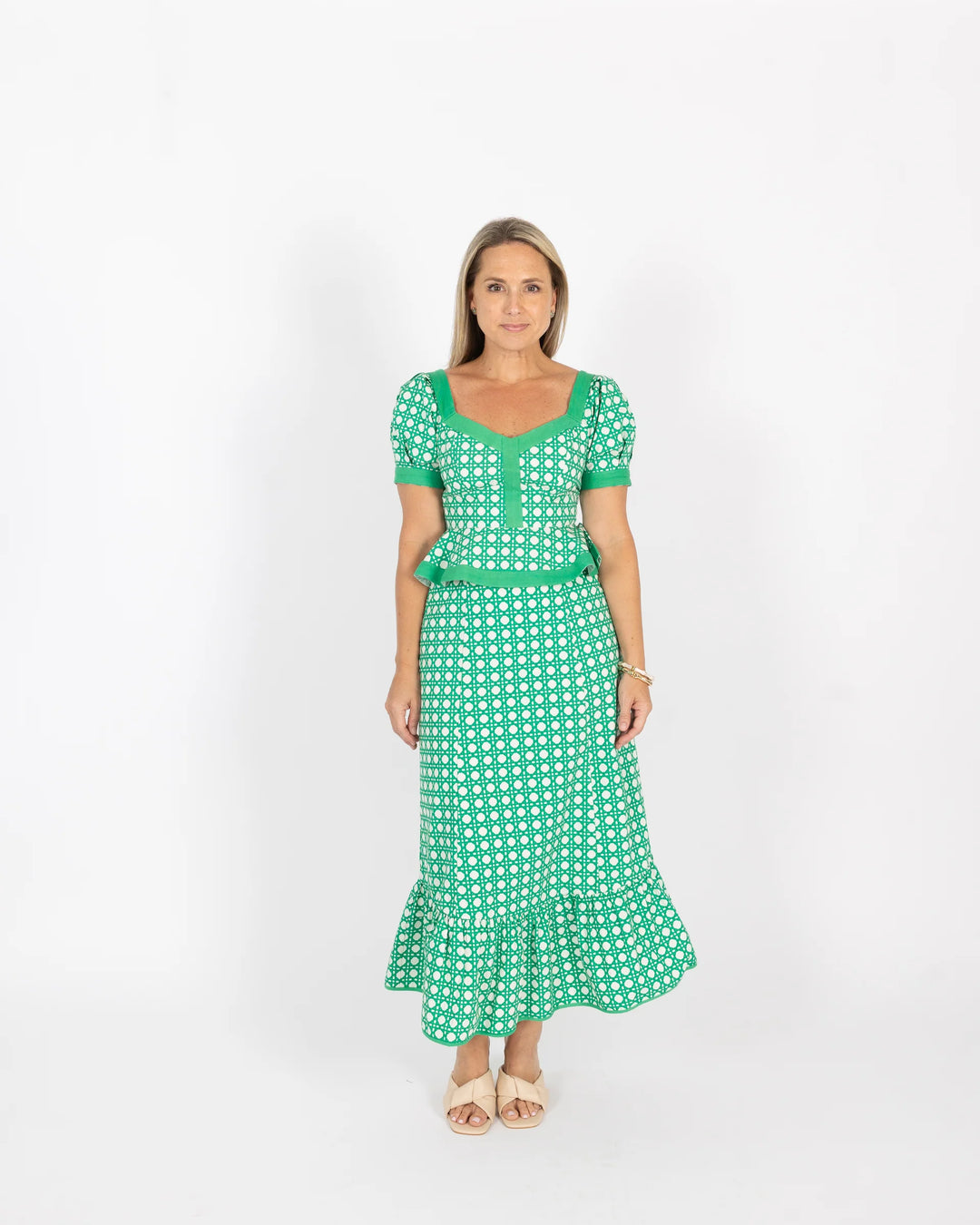 Green Cane Tie Sleeve Addie Top