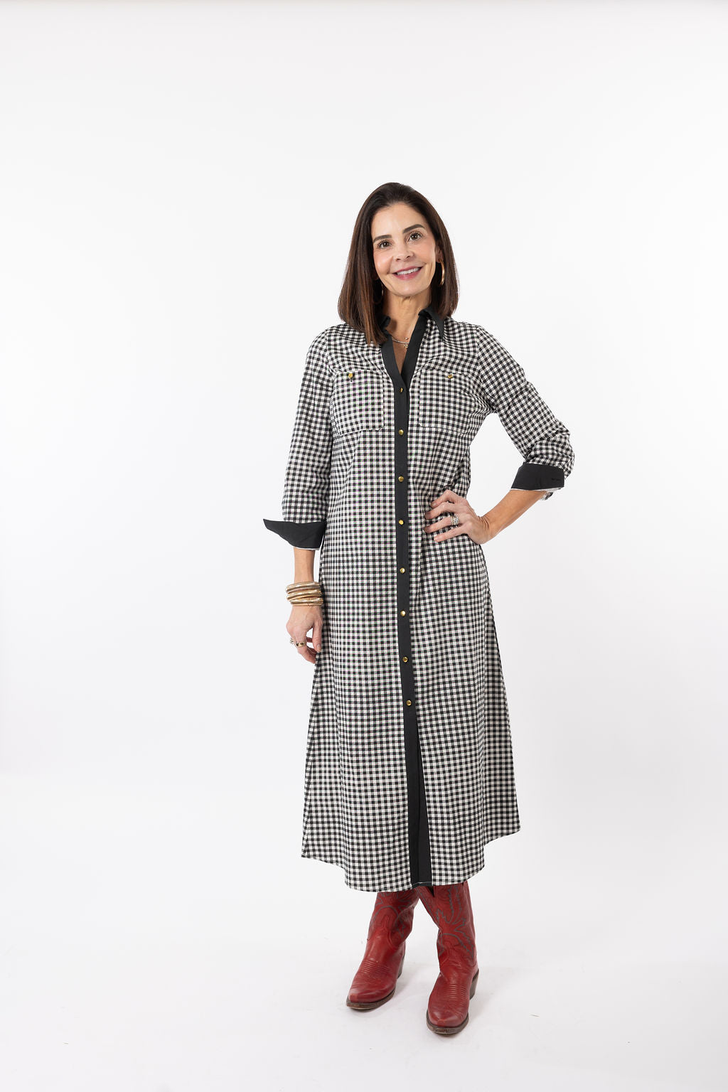 Harper Dress in Black Gingham