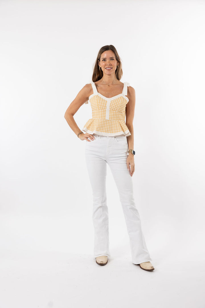 Addie Tie Top in Gold Gingham