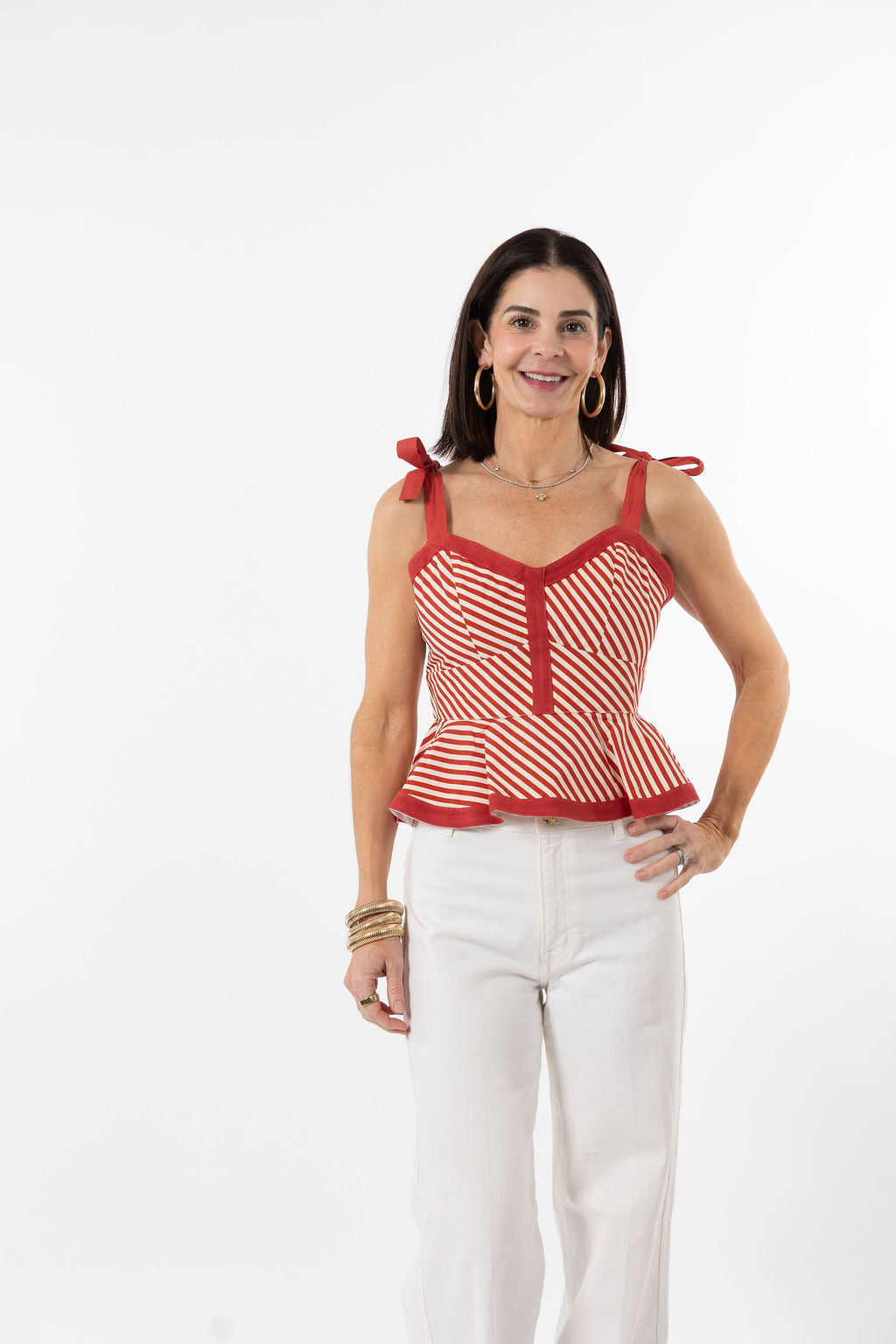 Addie Tie Top in Red Stripe