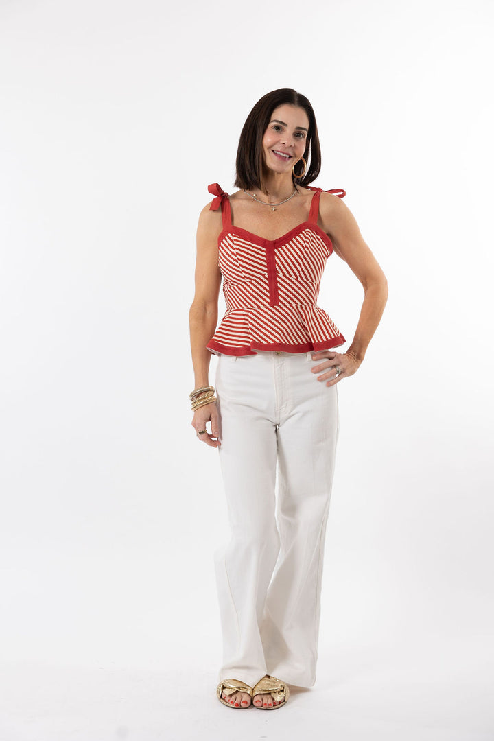 Addie Tie Top in Red Stripe