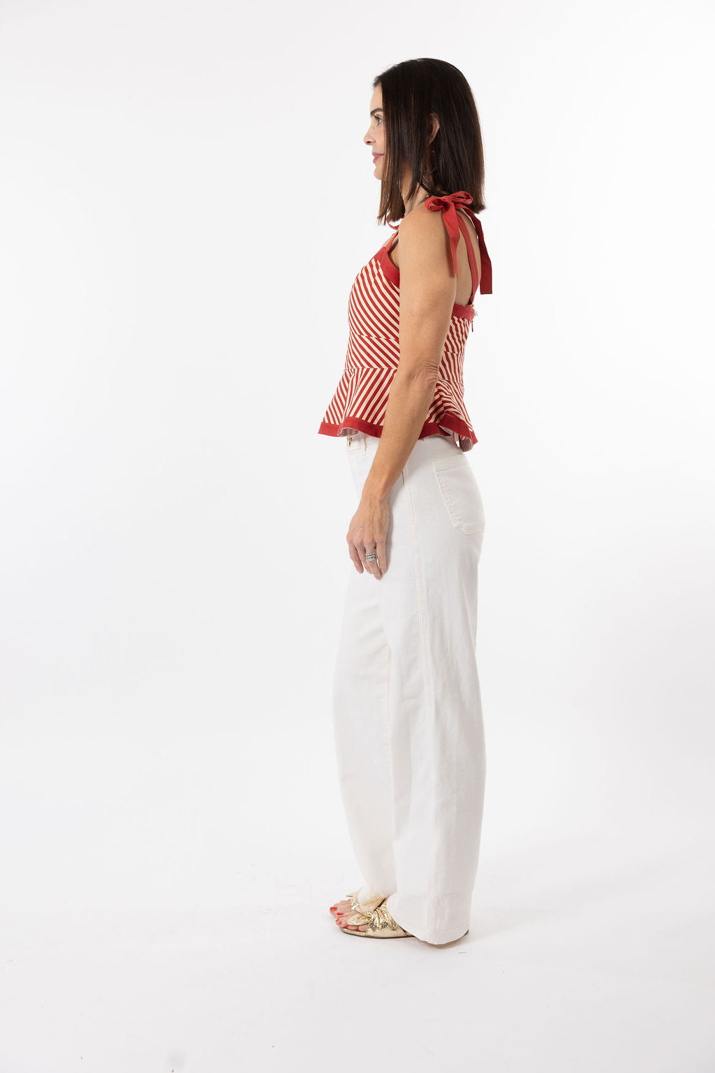 Addie Tie Top in Red Stripe