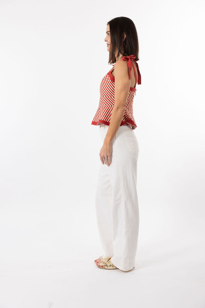 Addie Tie Top in Red Stripe