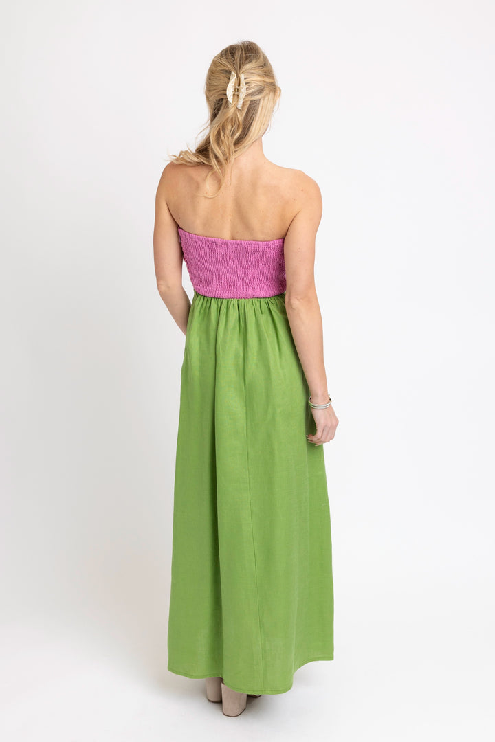 Linen Colorblock Maxi Dress