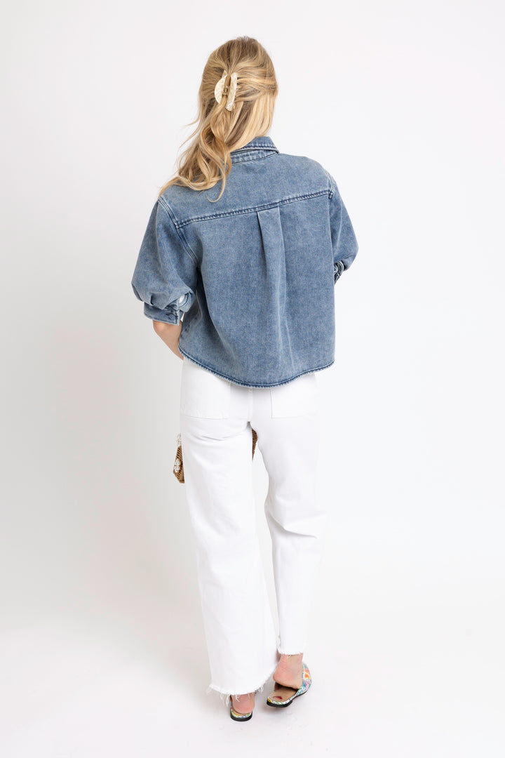 Denim Puff Sleeve Top