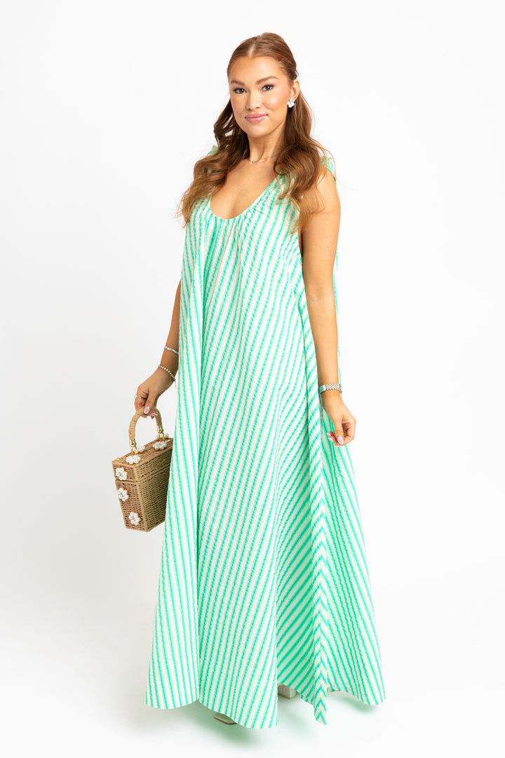 Scoop Neck Stripe Maxi Dress