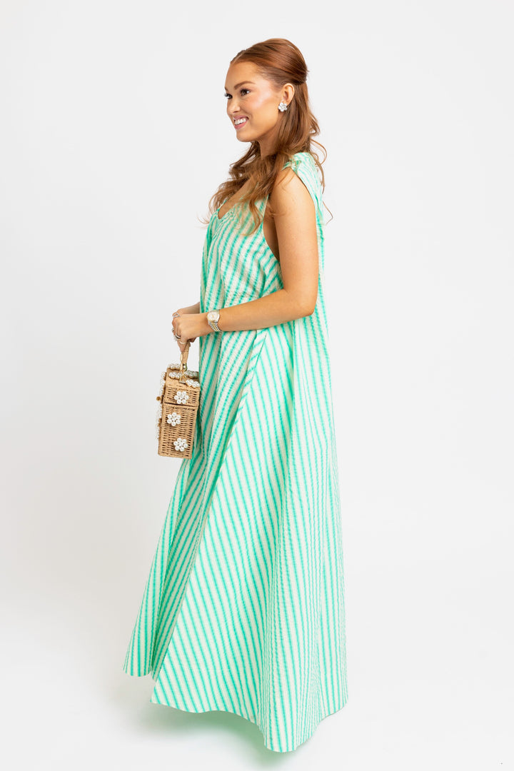 Scoop Neck Stripe Maxi Dress