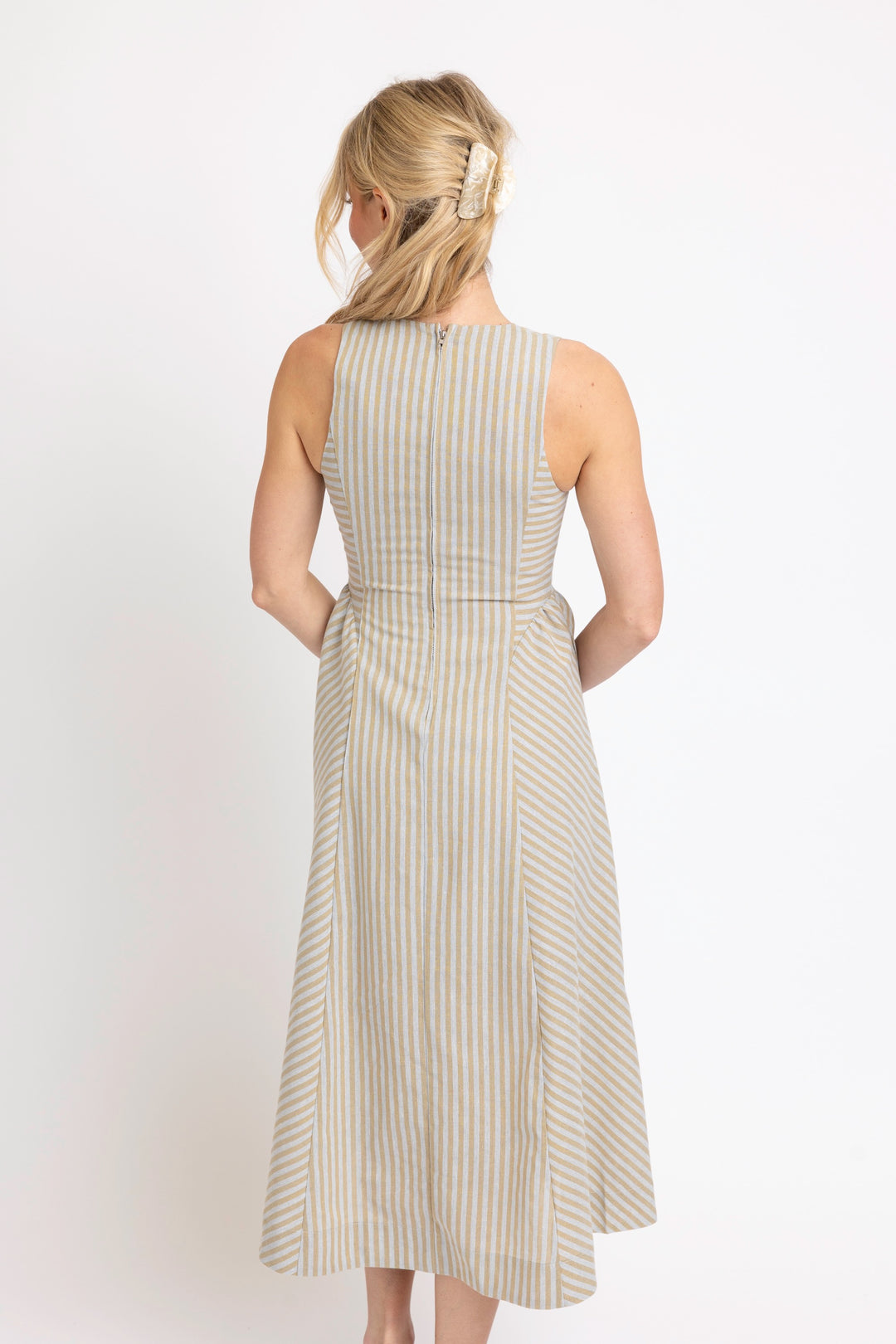 Linen Striped Maxi Dress