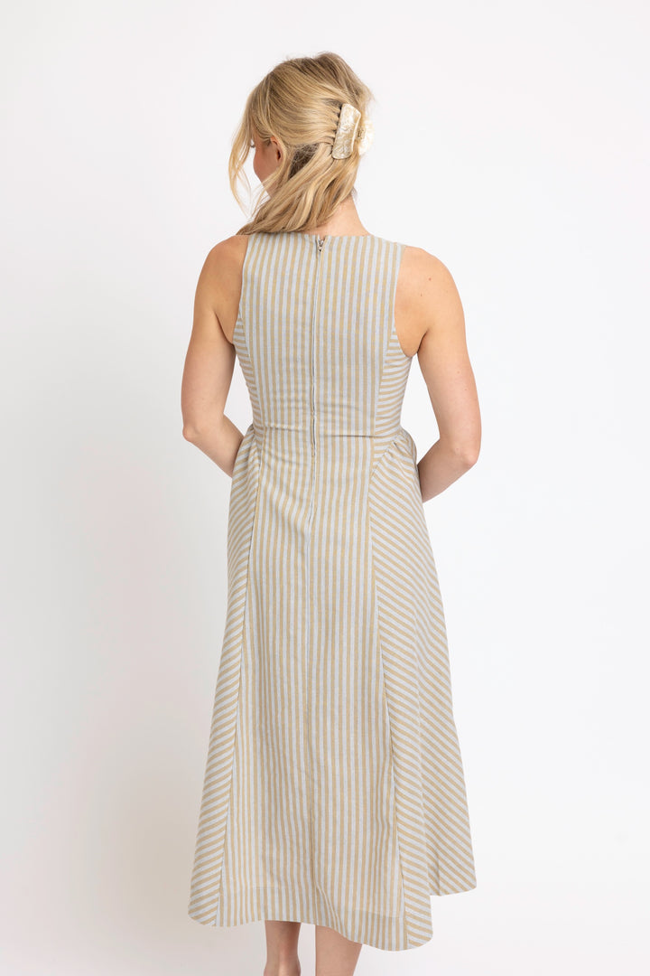Linen Striped Maxi Dress