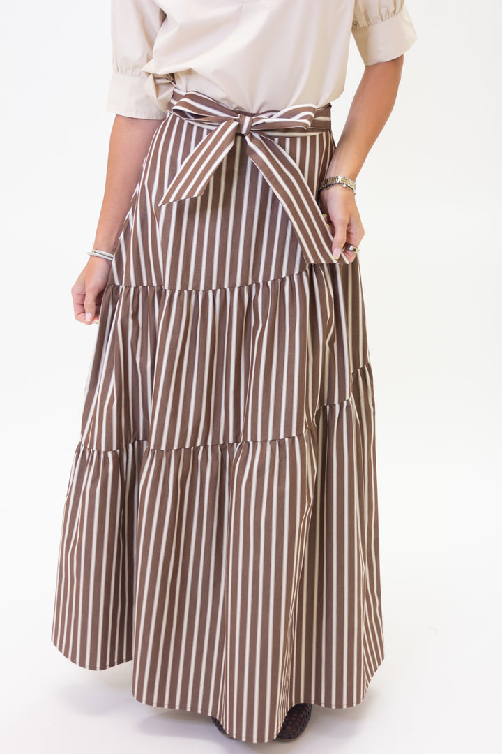 Mocha Stripes Maxi Skirt