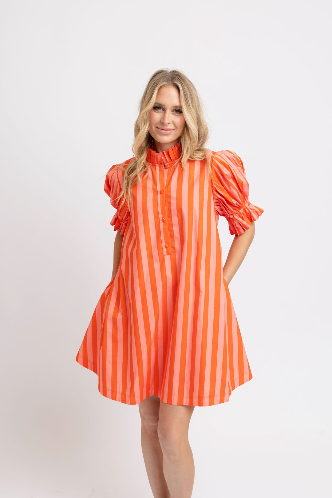 Stripe Button Tie Back Dress