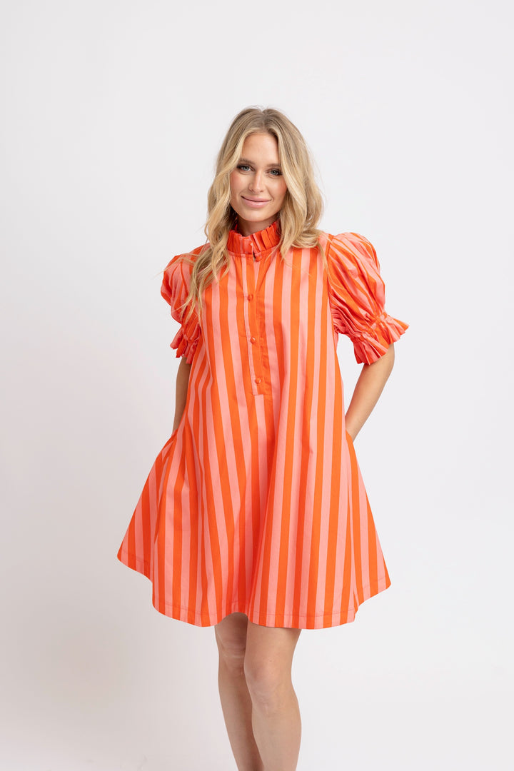 Stripe Button Tie Back Dress