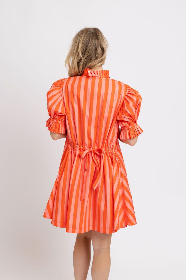 Stripe Button Tie Back Dress