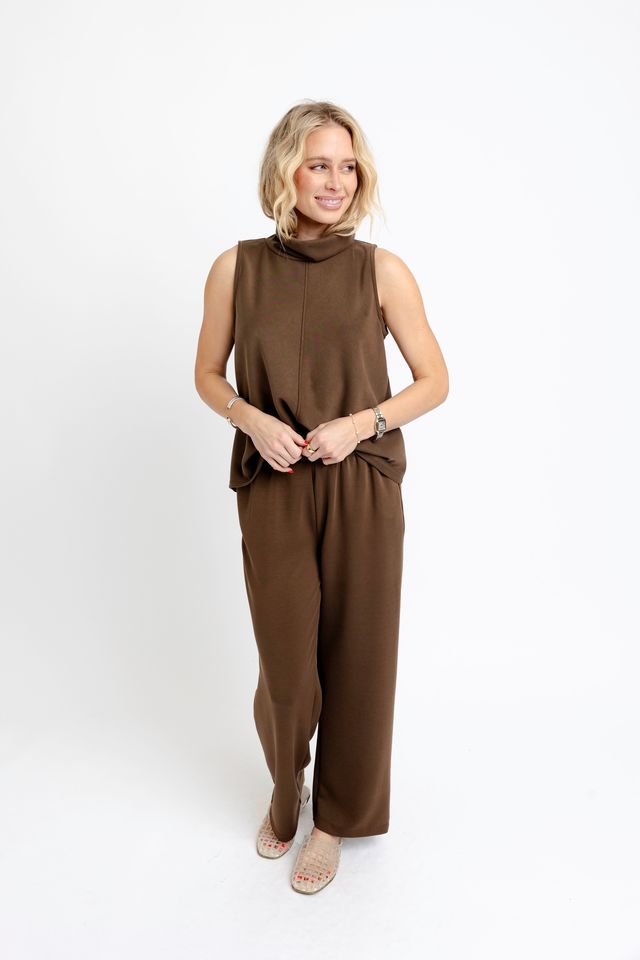 Chocolate Suba Mock Neck Set