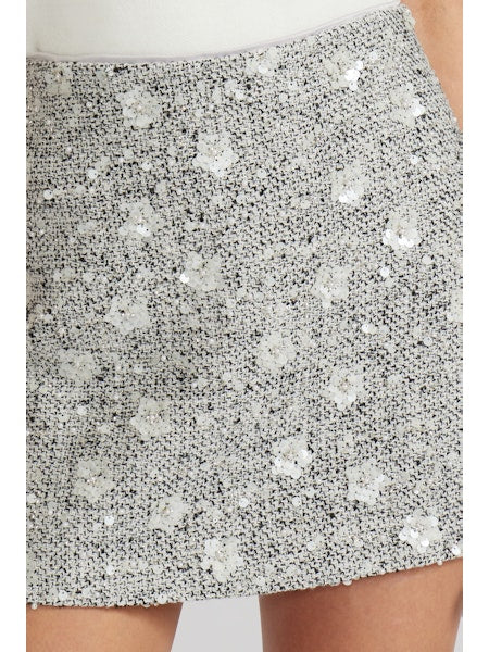 Grey Sequined Mini Skirt