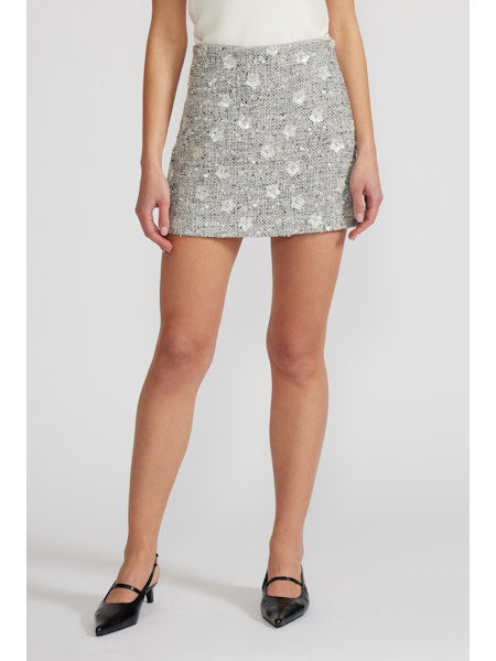 Grey Sequined Mini Skirt