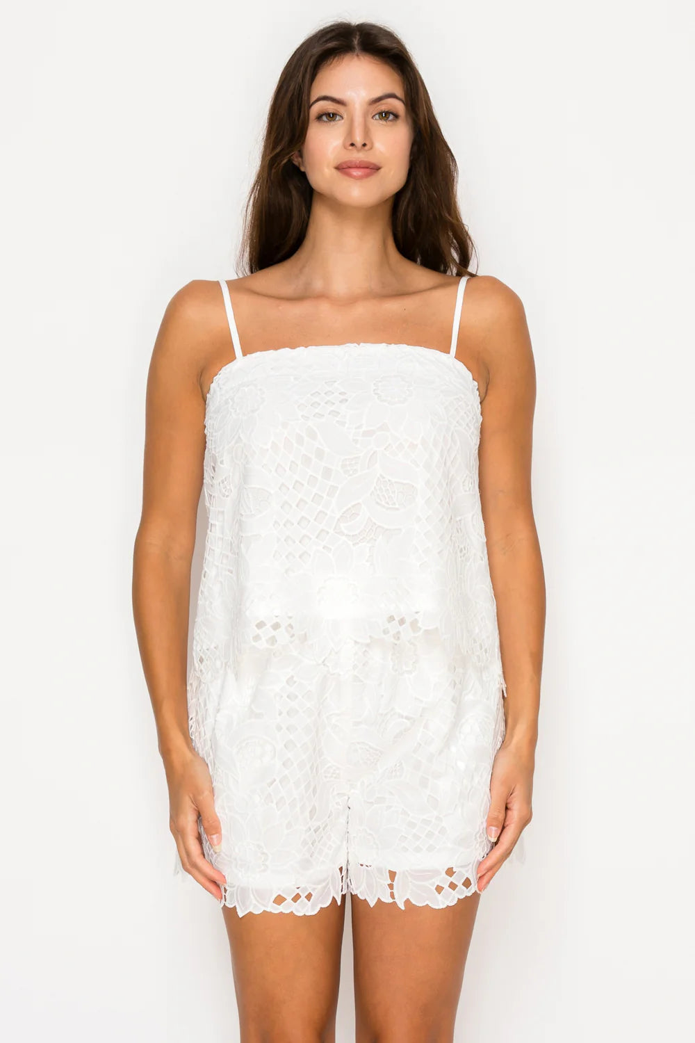 White Floral Eyelet Lace Set