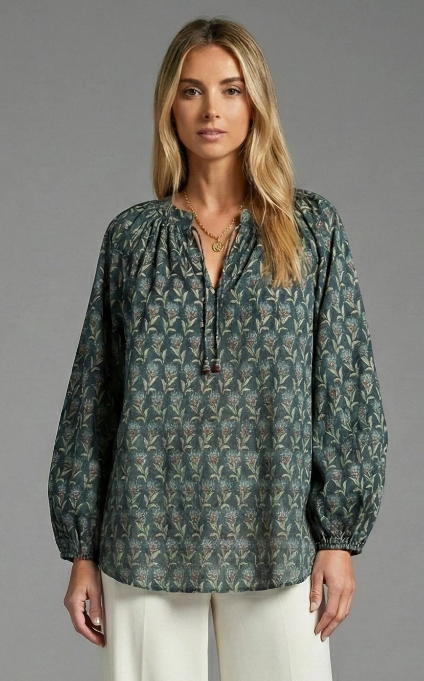 Twilight Bloom Floral Tie Top