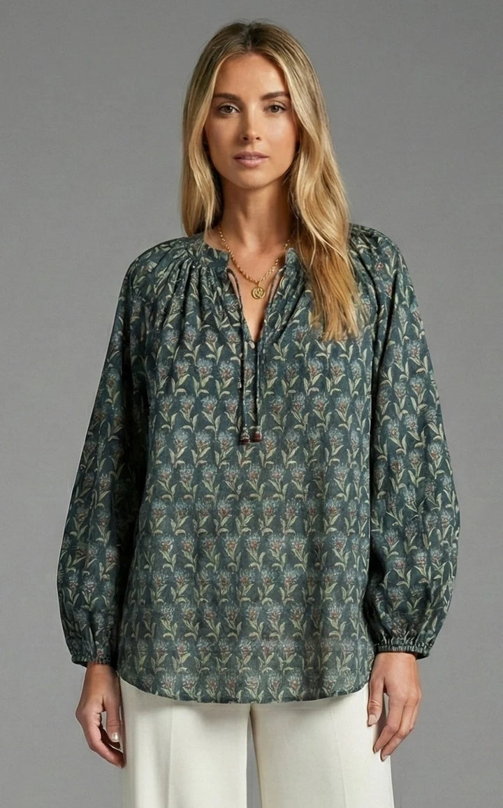 Twilight Bloom Floral Tie Top