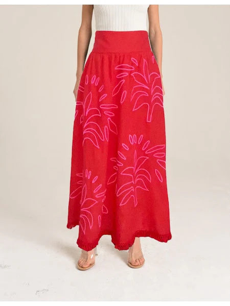 Pink and Red Maxi Skirt