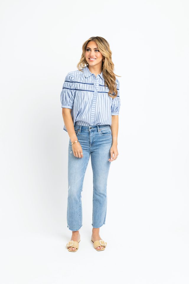 Basic Blues Striped Blouse