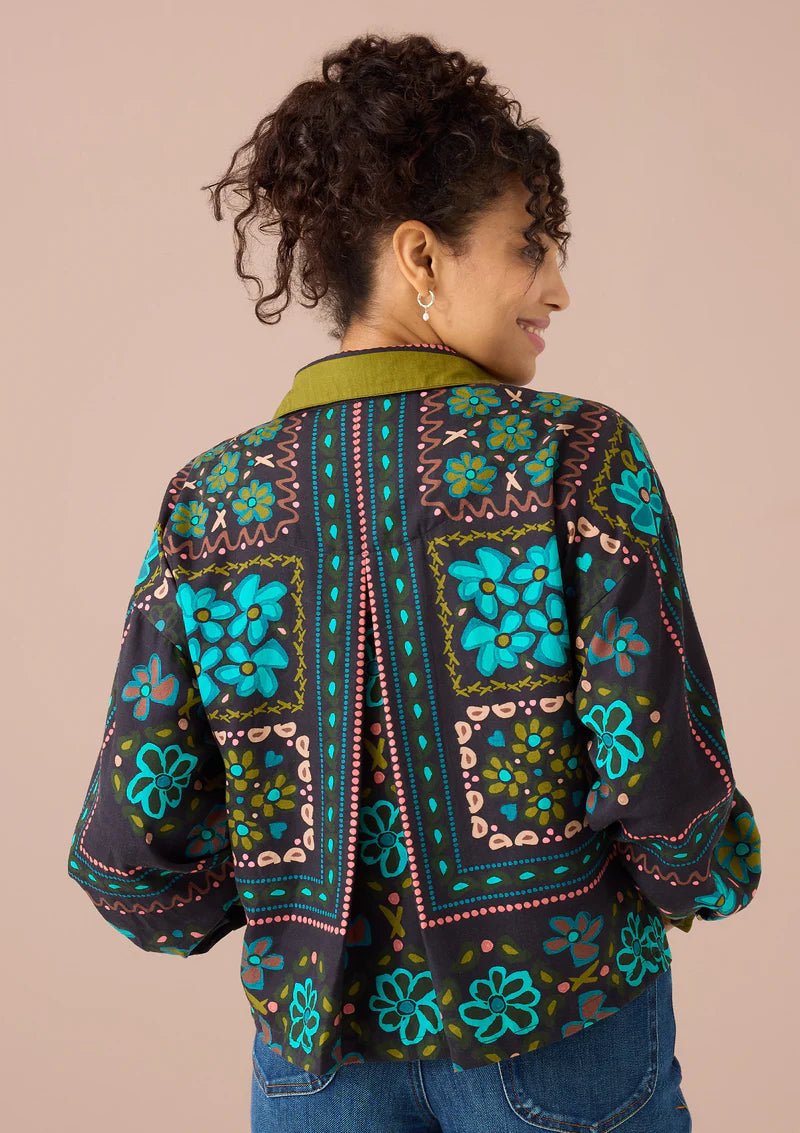 Black Floral Tile Shirt