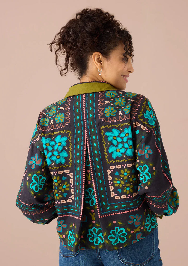 Black Floral Tile Shirt