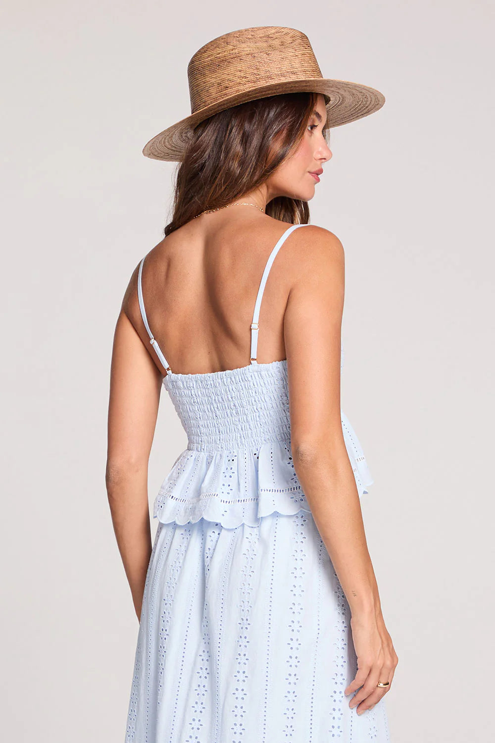 Sky Blue Lace Maxi Skirt Set