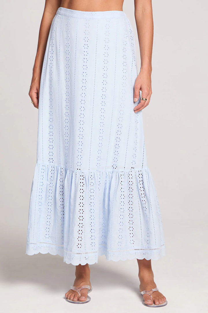 Sky Blue Lace Maxi Skirt Set