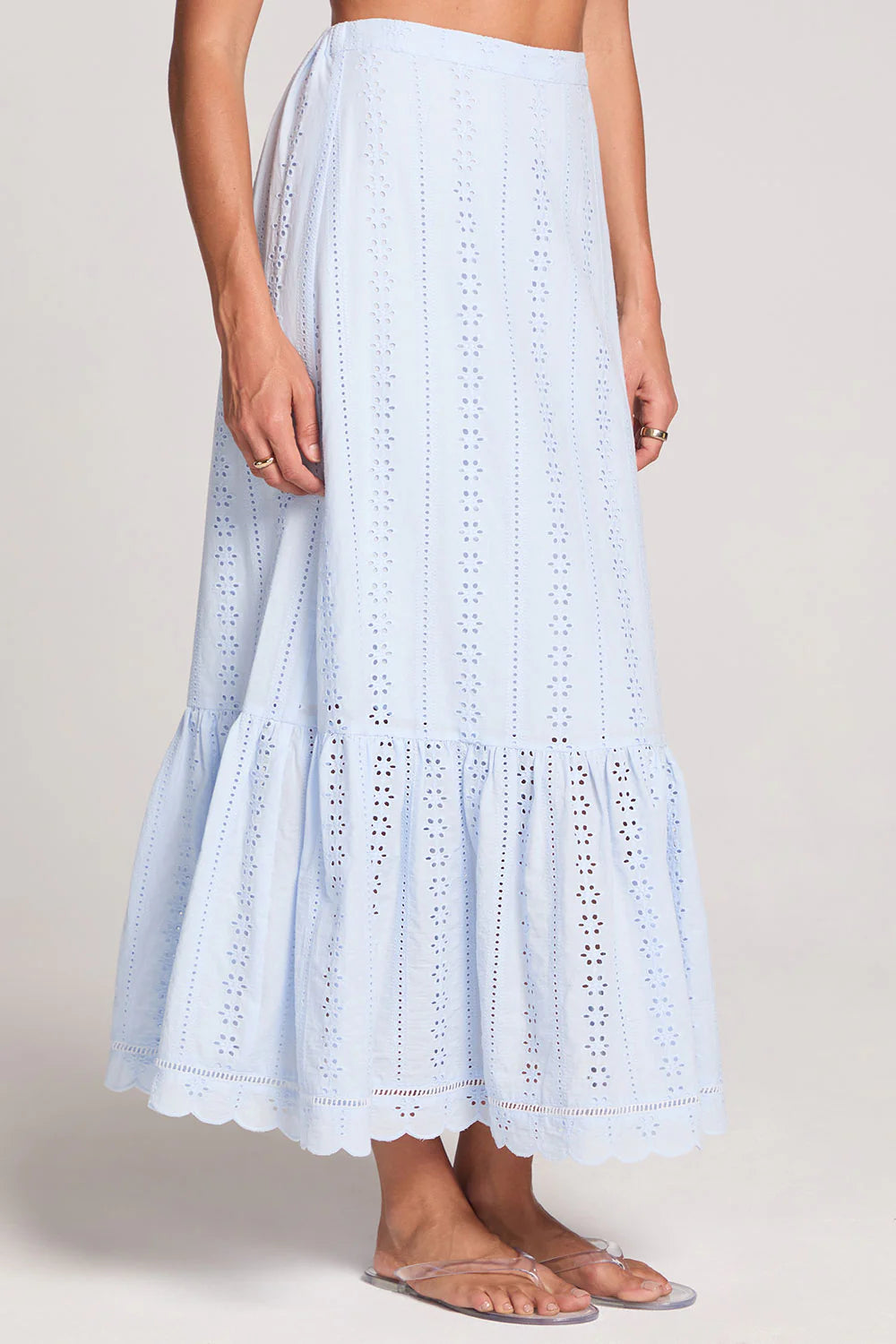 Sky Blue Lace Maxi Skirt Set