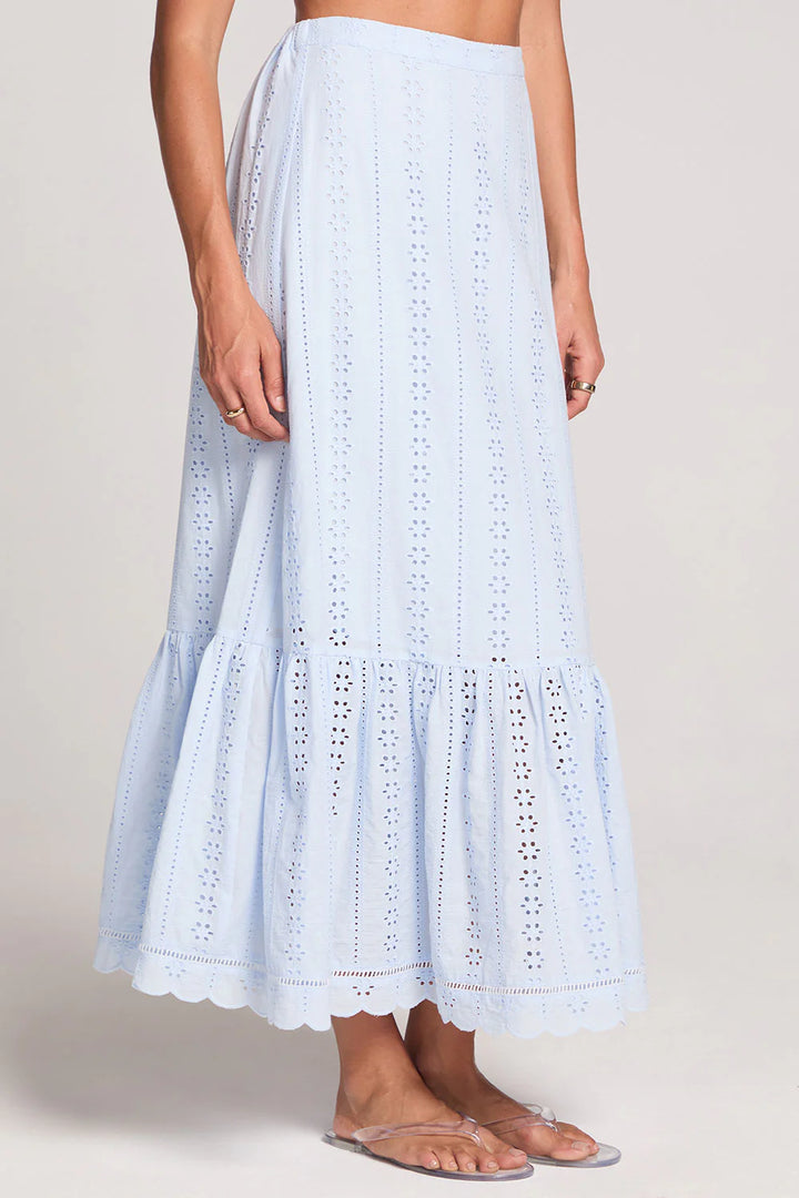 Sky Blue Lace Maxi Skirt Set