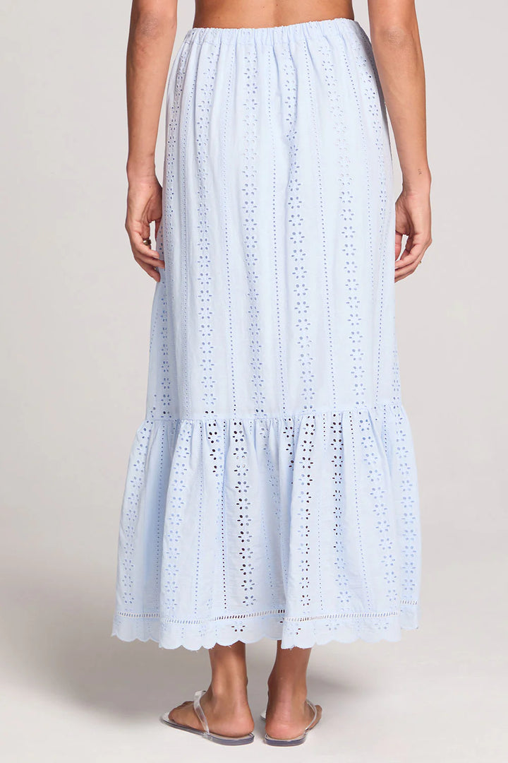 Sky Blue Lace Maxi Skirt Set