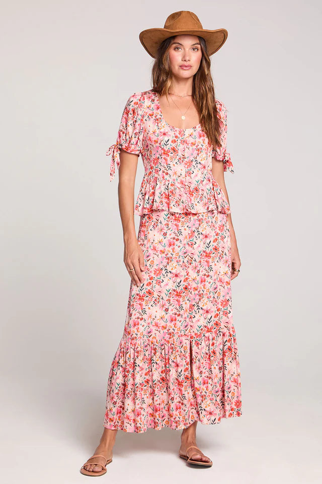 Pink Petal Midi Skirt