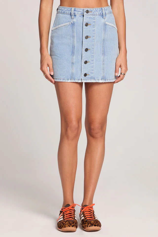 Ocean Wash Denim Mini Skirt