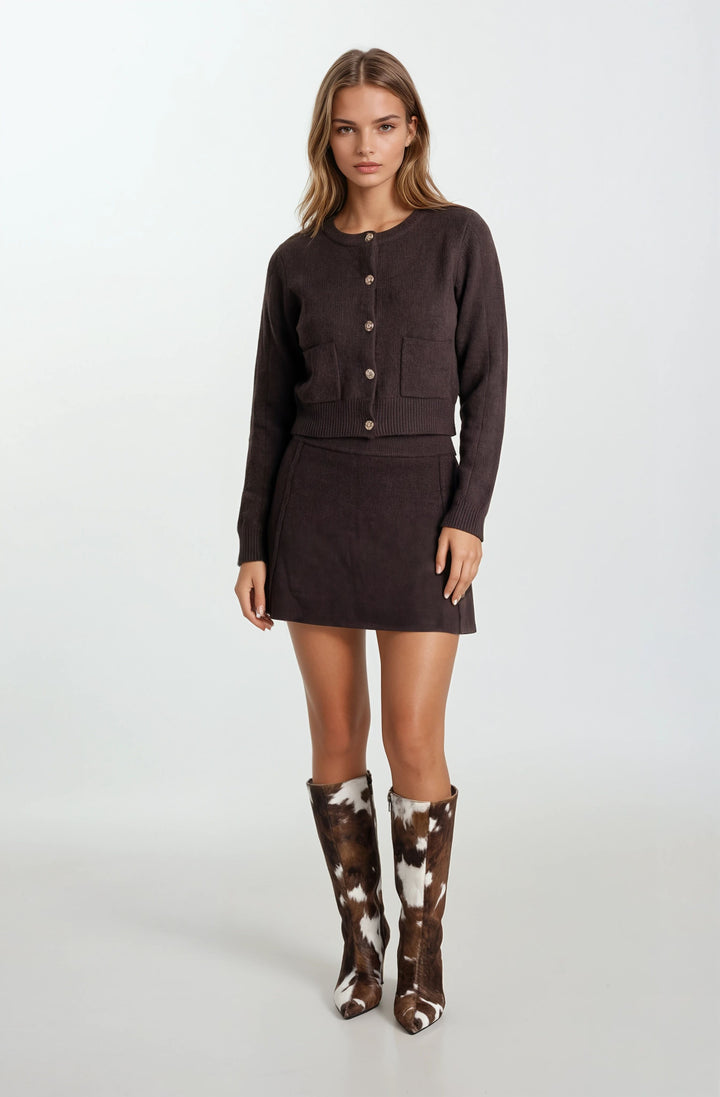 Mahogany Sweater Skirt Set